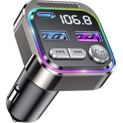 Gizmovine transmetteur fm bleutooth voiture, émetteur radio avec prise allume cigare, usb c qc pd 36w adaptateur, autoradio blut