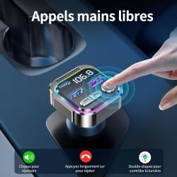 Gizmovine transmetteur fm bleutooth voiture, émetteur radio avec prise allume cigare, usb c qc pd 36w adaptateur, autoradio blut