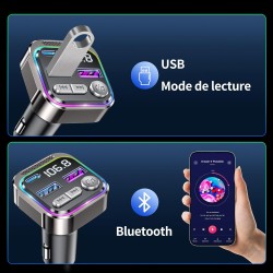 Gizmovine transmetteur fm bleutooth voiture, émetteur radio avec prise allume cigare, usb c qc pd 36w adaptateur, autoradio blut