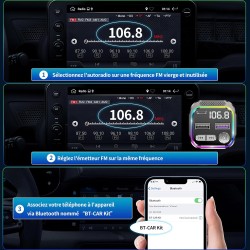 Gizmovine transmetteur fm bleutooth voiture, émetteur radio avec prise allume cigare, usb c qc pd 36w adaptateur, autoradio blut