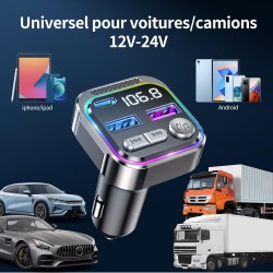 Gizmovine transmetteur fm bleutooth voiture, émetteur radio avec prise allume cigare, usb c qc pd 36w adaptateur, autoradio blut