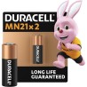 DURACELL MN21 Piles alcalines spéciales 12V (A23/ 23A/ V23GA/ LRV08 / 8LR932) (Lot de 2) – Longue durée – Pour télécommandes, sy