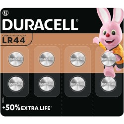 DURACELL LR44 Piles alcalines spéciales 1,5V (A76) (Lot de 8) – JUSQU'A +50 % DE PUISSANCE – Pour thermomètres, calculatrices, m