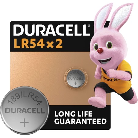 DURACELL LR54 Piles alcalines spéciales 1,5V (189/LR1130) (Lot de 2) – Longue durée – Pour thermomètres, calculatrices, montres,