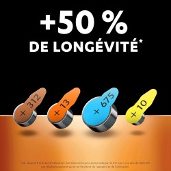 Duracell Piles pour appareils auditifs taille 312 (lot de 60) +50 % de longévité, installation facile, emballage 100 % recyclabl