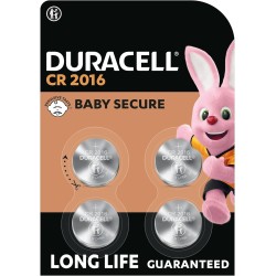 DURACELL 2016 Piles Boutons au lithium 3V (lot de 4) - Longue durée garantie - Technologie sécurité enfant - Pour clés électroni