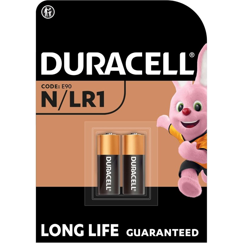 Duracell N Pile alcaline 1,5V, lot de 2 (E90 / LR1), pour lampes de poche, calculatrices et phares de vélo