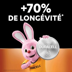 DURACELL 2025 Piles Boutons au lithium 3V (lot de 4) jusqu’à +70 % de longévité - Technologie Sécurité Enfant - Pour clés électr