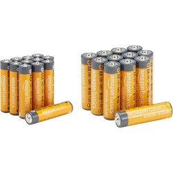 Amazon Basics Lot de 24 piles alcalines haute performance AA et AAA, format économique, 12 piles AA et 12 piles AAA, 1,5 V, duré