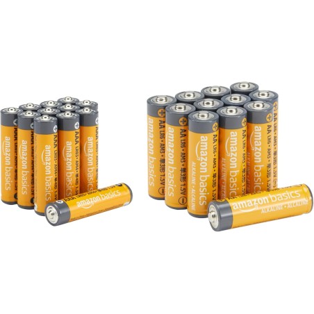 Amazon Basics Lot de 24 piles alcalines haute performance AA et AAA, format économique, 12 piles AA et 12 piles AAA, 1,5 V, duré