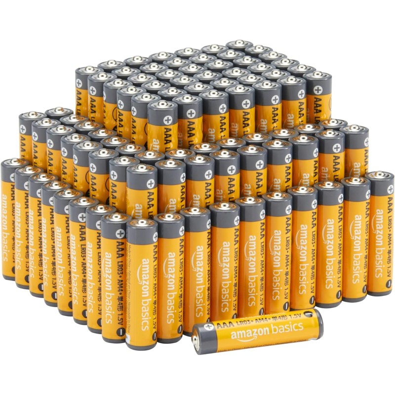 Amazon Basics Lot de 100 piles alcalines AAA haute performance, 1,5 V, durée de conservation de 10 ans