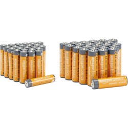 Amazon Basics Lot de 48 piles alcalines haute performance AA et AAA, format économique, 24 piles AA et 24 piles AAA, 1,5 V, duré