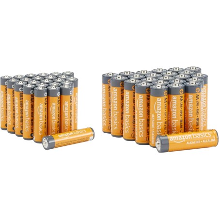 Amazon Basics Lot de 48 piles alcalines haute performance AA et AAA, format économique, 24 piles AA et 24 piles AAA, 1,5 V, duré