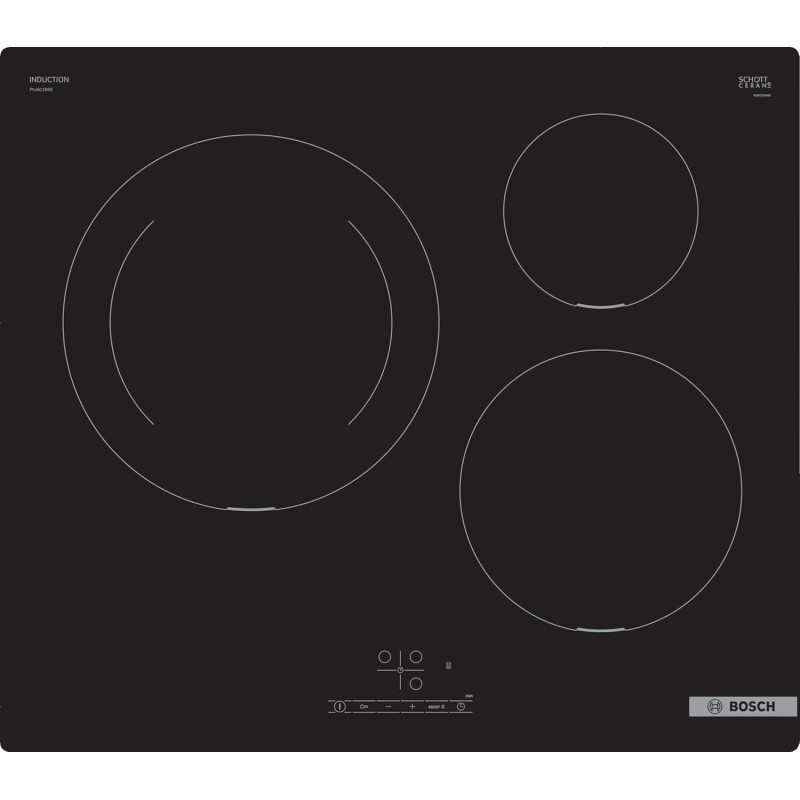 Bosch PUJ611BB5E, Série 4, Plaque induction, 3 feux, 60 cm, Noir, Sans cadre