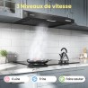 COMFEE'SLIF17B-60 LED,Hotte aspirante 60 cm, sous comptoir, 2 modes d'aspiration - 3 niveaux de vitesse - Noir