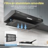 COMFEE'SLIF17B-60 LED,Hotte aspirante 60 cm, sous comptoir, 2 modes d'aspiration - 3 niveaux de vitesse - Noir
