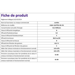 COMFEE'SLIF17B-60 LED,Hotte aspirante 60 cm, sous comptoir, 2 modes d'aspiration - 3 niveaux de vitesse - Noir