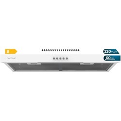 Cecotec hotte aspirante 60cm wide bolero flux cm 602200 blanc b. suction power 220m3/h, 70w motor, low consumption, mechanical c