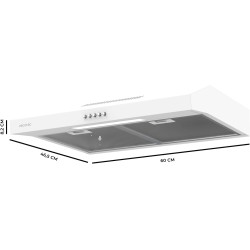 Cecotec hotte aspirante 60cm wide bolero flux cm 602200 blanc b. suction power 220m3/h, 70w motor, low consumption, mechanical c