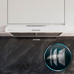 Cecotec hotte aspirante 60cm wide bolero flux cm 602200 blanc b. suction power 220m3/h, 70w motor, low consumption, mechanical c