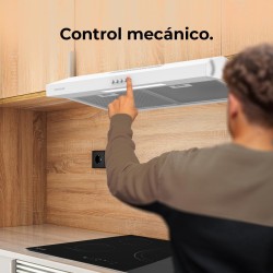 Cecotec hotte aspirante 60cm wide bolero flux cm 602200 blanc b. suction power 220m3/h, 70w motor, low consumption, mechanical c