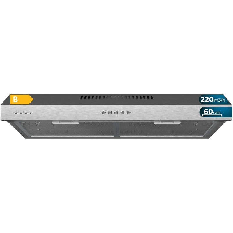 Cecotec Hotte Aspirante 60cm Wide Bolero Flux CM 602200 Inox B. Suction Power 220m3/h, 70W Motor, Low Consumption, Mechanical Co