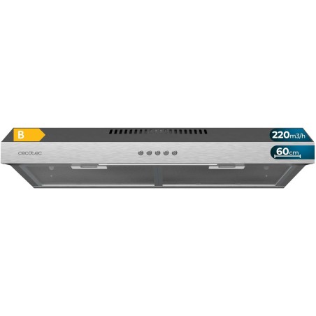 Cecotec Hotte Aspirante 60cm Wide Bolero Flux CM 602200 Inox B. Suction Power 220m3/h, 70W Motor, Low Consumption, Mechanical Co