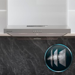 Cecotec Hotte Aspirante 60cm Wide Bolero Flux CM 602200 Inox B. Suction Power 220m3/h, 70W Motor, Low Consumption, Mechanical Co