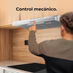 Cecotec Hotte Aspirante 60cm Wide Bolero Flux CM 602200 Inox B. Suction Power 220m3/h, 70W Motor, Low Consumption, Mechanical Co