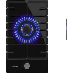 Cecotec plaque de gaz butane et naturel 1 feu bolero squad g 1200f glass noir. 3500 w, verre noir, grilles complètes en fonte, w