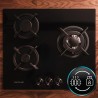 Cecotec plaque à gaz bolero squad g 3200s glass noir. plaque à gaz 3 feux, finition verre noir, grilles individuelles, puissance