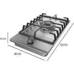 Cecotec Plaque de Gaz Butane et Naturel 1 Feu Bolero Squad G 1200F Inox. 3500 W, Acier Inox, Grilles Complètes en Fonte, Brûleur