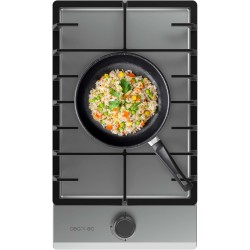 Cecotec Plaque de Gaz Butane et Naturel 1 Feu Bolero Squad G 1200F Inox. 3500 W, Acier Inox, Grilles Complètes en Fonte, Brûleur