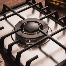 Cecotec Plaque de Gaz Butane et Naturel 1 Feu Bolero Squad G 1200F Inox. 3500 W, Acier Inox, Grilles Complètes en Fonte, Brûleur