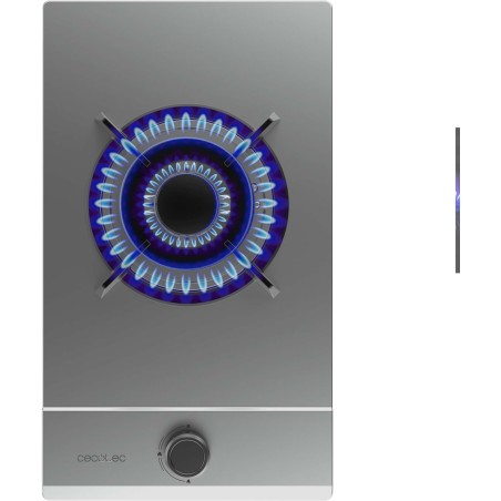 Cecotec Plaque de Gaz Butane et Naturel 1 Feu Bolero Squad G 1200S Inox. 3500 W, Acier Inox, Grilles Individuelles en Fonte, Brû