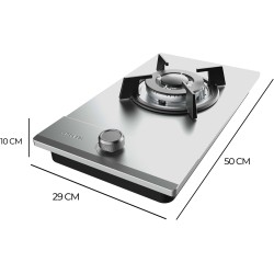 Cecotec Plaque de Gaz Butane et Naturel 1 Feu Bolero Squad G 1200S Inox. 3500 W, Acier Inox, Grilles Individuelles en Fonte, Brû