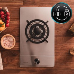 Cecotec Plaque de Gaz Butane et Naturel 1 Feu Bolero Squad G 1200S Inox. 3500 W, Acier Inox, Grilles Individuelles en Fonte, Brû