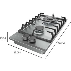 Cecotec Plaque de Gaz Butane et Naturel 2 Feux Bolero Squad G 2200F Inox. 5250 W, Acier Inox, Grilles Complètes en Fonte, Brûleu