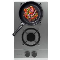 Cecotec Plaque de Gaz Butane et Naturel 2 Feux Bolero Squad G 2200S Inox. 5250 W, Acier Inox, Grilles Individuelles en Fonte, Br