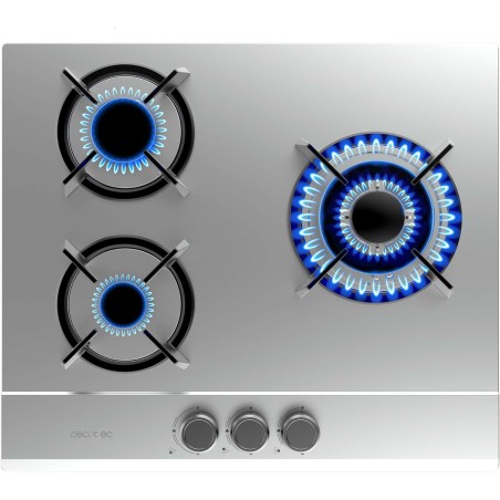 Cecotec Plaque à gaz Bolero Squad G 3200S Inox. Plaque à gaz 3 feux, finition inox, grilles individuelles, puissance de 6250W, b