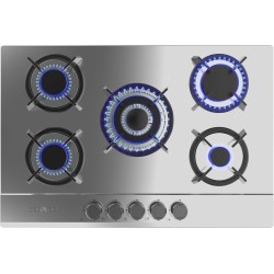 Cecotec Plaque de Gaz Butane et Naturel 5 Feux Bolero Squad G 5200S Inox. 11000 W, Acier Inoxydable, Grilles Individuelles en Fo