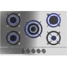 Cecotec Plaque de Gaz Butane et Naturel 5 Feux Bolero Squad G 5200S Inox. 11000 W, Acier Inoxydable, Grilles Individuelles en Fo