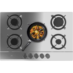 Cecotec Plaque de Gaz Butane et Naturel 5 Feux Bolero Squad G 5200S Inox. 11000 W, Acier Inoxydable, Grilles Individuelles en Fo
