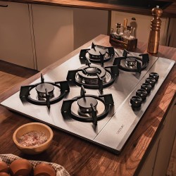 Cecotec Plaque de Gaz Butane et Naturel 5 Feux Bolero Squad G 5200S Inox. 11000 W, Acier Inoxydable, Grilles Individuelles en Fo