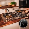 Cecotec Plaque de Gaz Butane et Naturel 5 Feux Bolero Squad G 5200S Inox. 11000 W, Acier Inoxydable, Grilles Individuelles en Fo