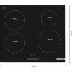 Bosch PUE611BB5E, Série 4, plaque à Induction, 4 foyers, 60 cm, Puissance 4600 W, Noir