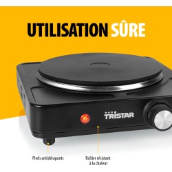 Tristar Plaque de cuisson électrique - Feu simple - Pour logement étudiant, camping, kitchenette - 18,5 cm de diamètre - Thermos