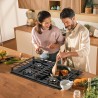 TopStrong Plaque de Cuisson Gaz 4 Feux, 60cm Plaque Gaz 4 Feux avec Supports en Fonte, Encastrable Table de Cuisson, Convertible