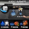 Plaque de Cuisson Gaz 4 Feux, TopStrong Plaque Gaz 4 Feux avec Sécurité Thermocouple 60cm, Noir Encastrable Table de Cuisson, Na