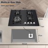 Plaque de Cuisson Gaz 4 Feux, TopStrong Plaque Gaz 4 Feux avec Sécurité Thermocouple 60cm, Noir Encastrable Table de Cuisson, Na